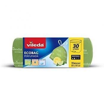 Vileda Ecobag Bolsa De Basura Autocierre Y Antigoteo con Aroma A Limón, Polietileno, Verde