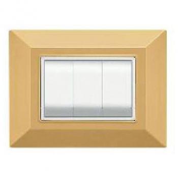 Placa Decorativa Cuadrada Compatibles para Serie Axolute Bticino Color Oro - 4 Foros