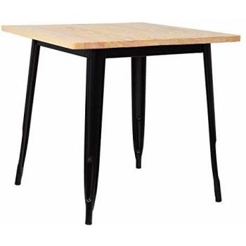 Mesa de cocina cuadrada 80x80 cm en madera natural y acero LIX SKLUM