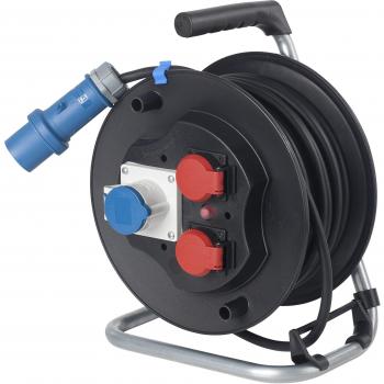 Tambor de cable de camping AS Schwabe 25 m con enchufe CEE y luz indicadora