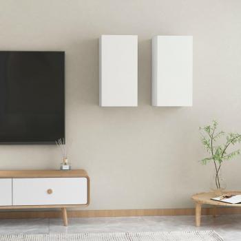 Mueble TV blanco 2 piezas 30,5x30x60 cm madera contrachapada