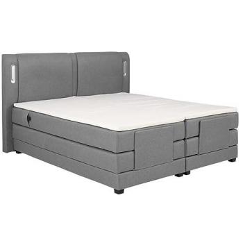 Conjunto Boxspring Eléctrico con Cabecero LED + Somieres de Relajación + Colchón + Sobrecolchón - 2 x 80 x 200 cm - Tela Gris - ASTEMI de Palacio