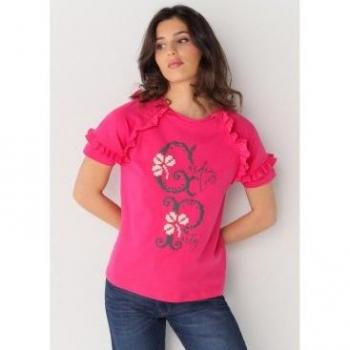Camiseta de mujer Lois Jeans en color rosa con diseño moderno y tallaje en pulgadas