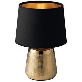 Lámpara de mesa Ecstasy Cerámica Oro Negro con pantalla de tela E14 29 cm