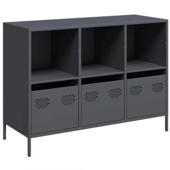 Aparador de acero laminado en frío gris antracita 101,5x39x73,5 cm, armario de almacenaje, mueble aparador, mueble de almacenaje de cocina, bufé