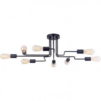 Lámpara de techo industrial Maytoni Gilbert, diseño negro, 8 luces E27
