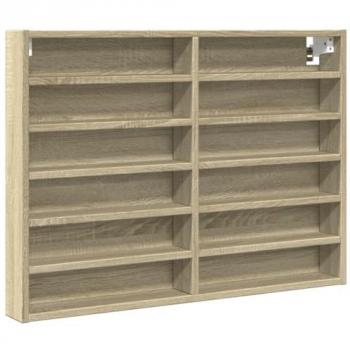 Vitrina de madera de ingeniería Roble Sonoma 80x8,5x58 cm, Mueble Vitrina, Armario montado en la Pared, Mueble de Almacenamiento montado en la Pared
