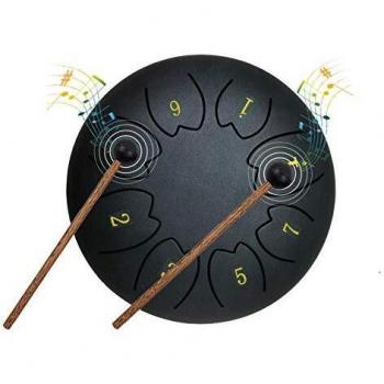 EiDevo Tamborde Lengüetas,6 Pulgadas 8 Notas Tambor de Lengua de Acero, Tambor de Mano deAcero Percusión Instrumento Steel Tongue Drum,Portable Tambor Handpan Parameditación y yoga