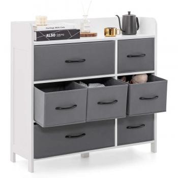 Costway White 7-Drawer Dresser for Bedroom with 2 Large Fabric Bins