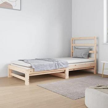 Sofá cama extraíble de madera maciza de pino 2x(90x190) cm color marrón
