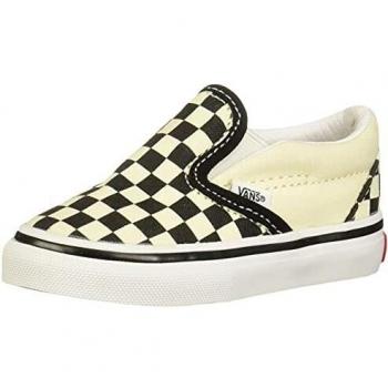 Vans Classic Slip-On black and white checker/white VEX8BWW - Zapatillas de tela para niños, color blanco, talla 24