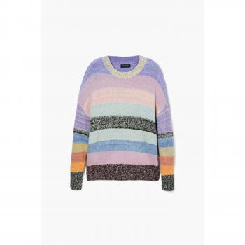 Desigual - Jersey de mujer de punto a rayas Moncton, sudadera de punto plano para mujer, material de acabados