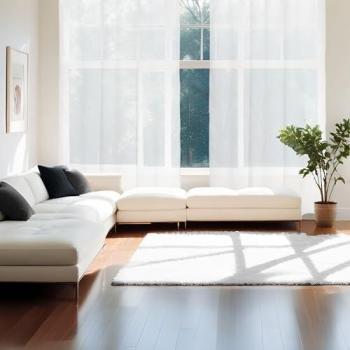 Cortina Visillo Semitranslúcida Tacto Extrasuave con Estampado - Pack x 2 Cortinas Color Blanco, 100% Made in Spain, Tamaño 140x260 cm, Diseño Moderno y Eleg