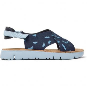 Sandalias planas de mujer Oruga Sandal en piel color azul marino