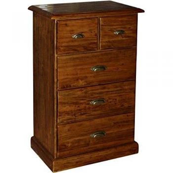 Cajonera Country de Madera Maciza de Tilo con Acabado Nogal 63x41x100 cm