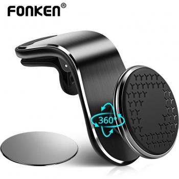 Soporte Magnético para Teléfono de Coche con Clip para Ventilación, Compatible con iPhone 11, Rotación de 360 Grados, Negro