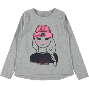 NAME IT Camiseta Manga Larga NIÑA Violet - 146-152, Grey Melange