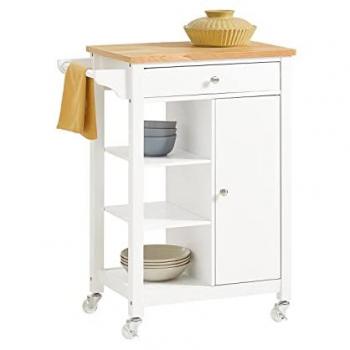 Carrito de Cocina Móvil SoBuy FKW46-WN con 4 Ruedas, 1 Tiroir y 1 Puerta, Dimensiones 68 x 40 x 86 cm, Color Blanco