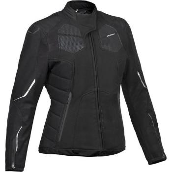 Ixon Chaqueta de Moto para Mujer Cell Negro-Plateado, chaqueta textil, color negro y plateado, diseño específico para mujeres