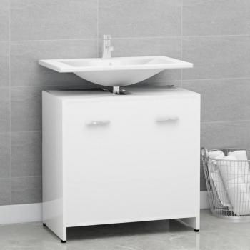 Armario de baño aglomerado blanco 60x33x58 cm, madera contrachapada blanca 60x33x61 cm, mueble de baño de madera multicapa blanco 60x33x61 cm