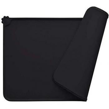 MOACC Alfombrilla de Silicona para Comederos de Perros Gatos, Estera Comida y Agua Antideslizante Impermeable Tapetes para Comer para Mascota, Negro, 47 x 30 cm