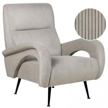 Sillón tapizado en pana jumbo gris estilo retro con respaldo bajo Svalov