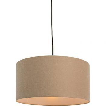 Lámpara colgante rústica negra con pantalla beige de 50 cm - Combi 1