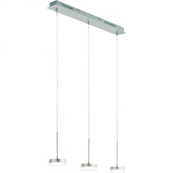 Lámpara colgante LED Fabas Luce Dunk, aluminio cepillado, 3 luces, temperatura de color 3.000 K, diseño en metal