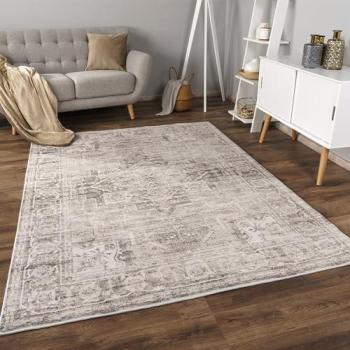 Alfombra Salon De Habitacion Pelo Corto Motivo Oriental Ornament Suave 80x150 cm, Beige 2