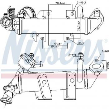 Enfriador EGR NISSENS 989287 - Radiador de reciclaje de gases de escape