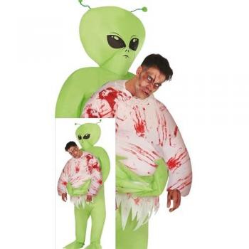 Disfraz Inflable de Alien Verde para Hombre - Disfraz de Extraterrestre Abductor Talla L para Adulto