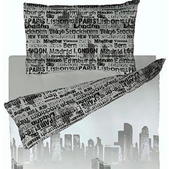 Catherine Lansfield Cityscape - Juego de sábanas + bajera para cama de 105 cm