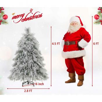 Pre-Lit Snow Flocked Artificial Christmas Tree with Warm White LED Lights - 4.5ft Classic Design