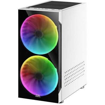 Mars Gaming MC9W, Caja PC ATX, Ventana Lateral+Frontal, 2xVentilador ARGB, Blanco