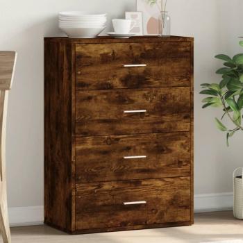 Aparador de madera de ingeniería 60x31x84 cm en roble ahumado, mueble de almacenaje para salón con armarios y puertas, cajón de madera, buffet moderno, armario auxiliar y armario de almacenamiento