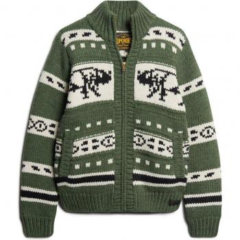 Superdry Men's Zipped Chunky Knit Cardigan in Buffalo Green (L)