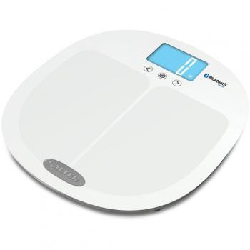 Báscula Analizadora Inteligente Salter 9192 WH3R Bluetooth con Medición de Peso, Grasa, Agua Corporal, Masa Muscular e IMC para 8 Usuarios - Modo Atlético y Niños - Color Blanco