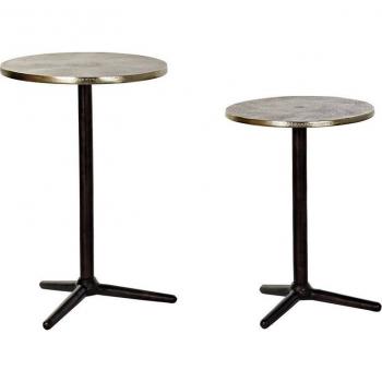Juego de 2 Mesitas DKD Home Decor Negro Dorado 40 x 40 x 61 cm