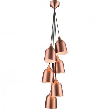 Lámpara colgante de racimo TORQUAY 6 luces negro y cobre E27