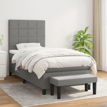 Cama box spring suave con colchón gris oscuro 80x200 cm Tela Vidaxl