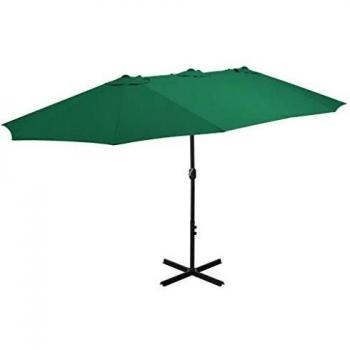 vidaXL Outdoor Garden Parasol with Aluminium Pole 460x270 cm Green