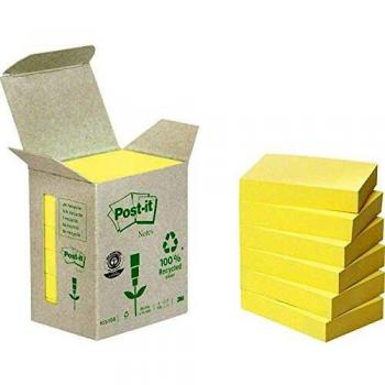Post-It 653-1B - Pack de 6 notas recicladas, 38 x 51 mm, color amarillo