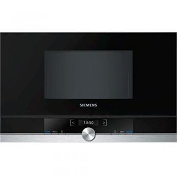 Siemens BF634LGS1 iQ700 - Microondas integrable / encastre sin marco sin grill, 21 L, 900 W, color negro con acero inoxidable, negro