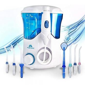 Mobiclinic, Irrigador dental profesional, Depósito 600 ml, 7 cabezales funcionales, Higiene bucal, Limpieza dental, Multifuncional, Para toda la familia, Higiene de dientes, encías y lengua