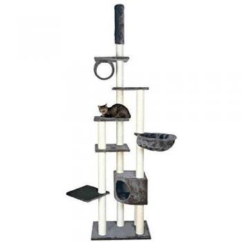 TRIXIE Poste Rascador Madrid, Suelo-Techo, 245-270 cm, Plata, Gato