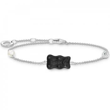 Thomas Sabo Silver Bracelet with Black Haribo Bear Charm and Pearl Accents
