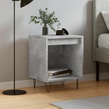 Mesita de noche de madera de ingeniería 40x35x50 cm en color Blanco, Negro y Gris Hormigón, diseño moderno para habitación, dormitorio o salón, ideal como mesa auxiliar
