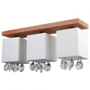 Lámpara de Techo Jonna EPIKASA, Madera de Roble, Metal y Cristal Transparente, 55x13,5x23,5 cm
