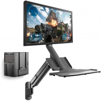 Estación de Trabajo/Soporte de Pared para Monitor, Teclado y PC con Resorte de Gas Maclean MC-838