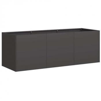 Black Cold-Rolled Steel Planter 120x40x40 cm for Outdoor Garden Patio with Enhanced Stability